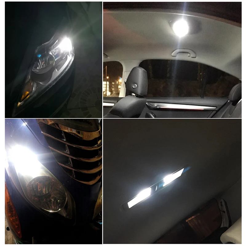 10 шт. автомобильные стильные светодиодные лампы T10 W5W 194 12V COB Авто интерьерные
