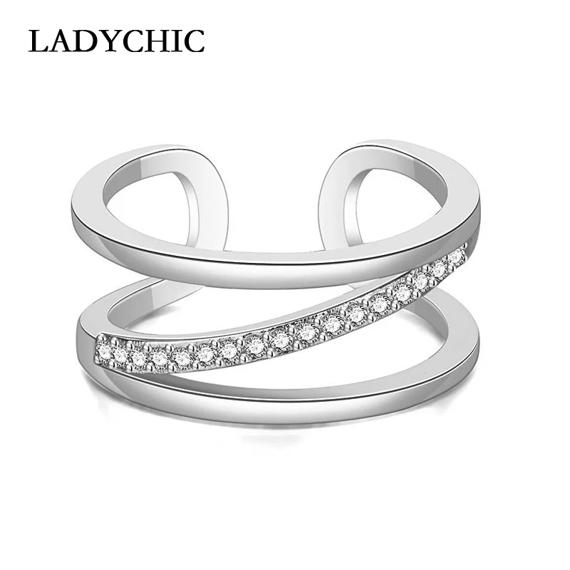 Женское Открытое кольцо LADYCHIC из розового золота с микрозакрепкой и фианитом
