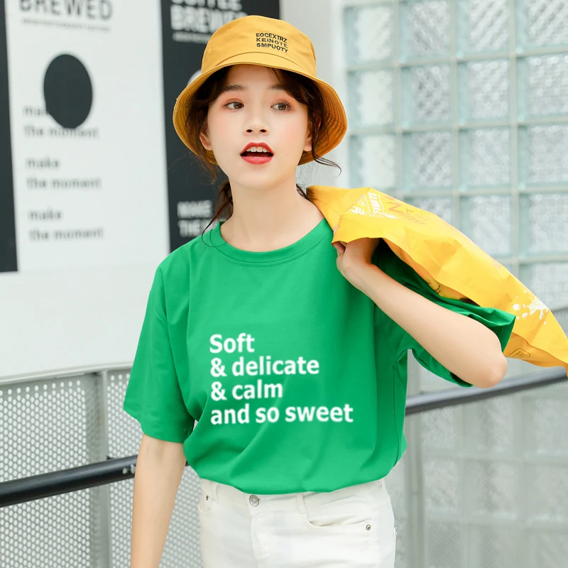 

New Arrival Women Tshirt Summer Casual Loose Letter Print Tops Tee Shirt Femme Hipster Tumblr Harajuku Cotton Clothes Streetwear