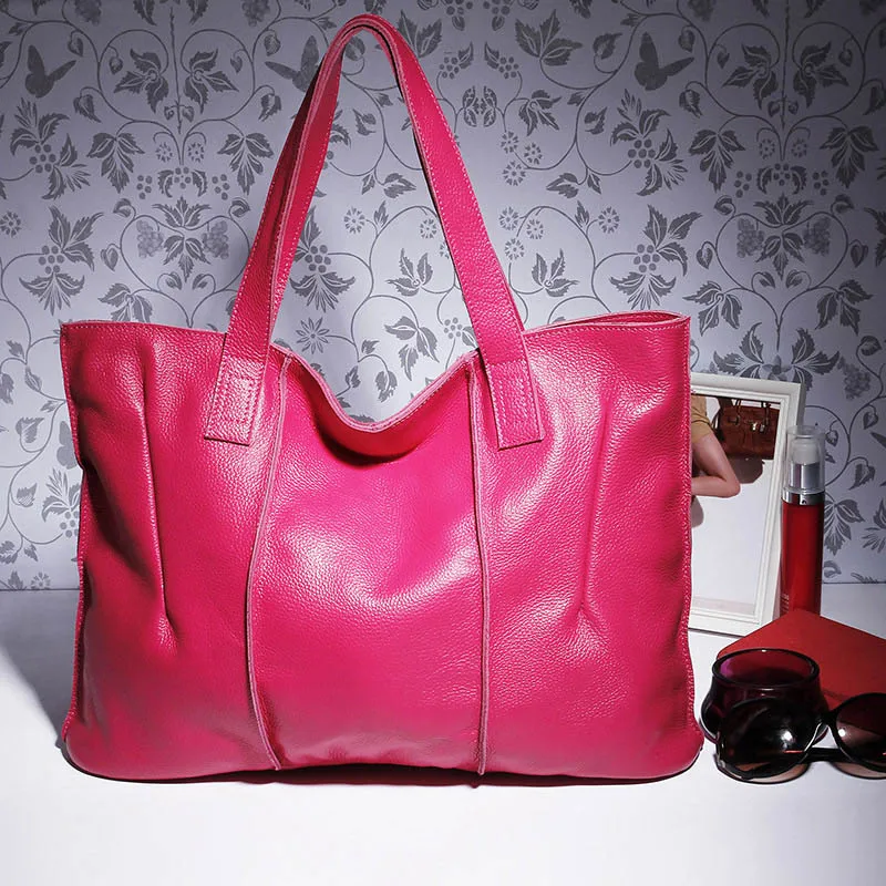 Rose Red Zency натуральная кожа сумка большая Вместительная женская сумка через плечо ретро сумка-тоут Кошелек Высокое качество вместительные коричневые сумки для покупок - Цвет: Rose Red