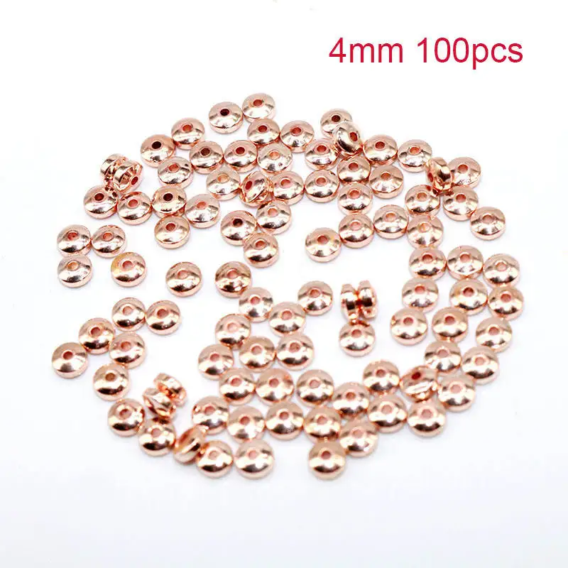 4MM rose gold 6 мм 100 шт черный гематит желчный камень Бусины распорные бусины ручной работы Шарм, изготовление украшений не выцветает - Цвет: 4MM rose gold