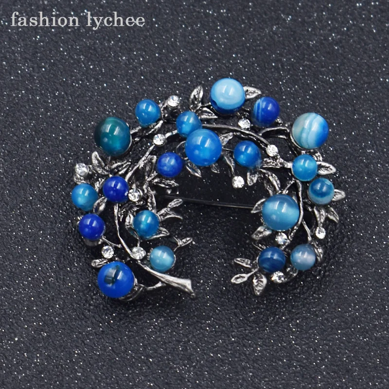 Модные lychee Ретро ветви дерева полукруглой формы Красивые Броши со стразами для