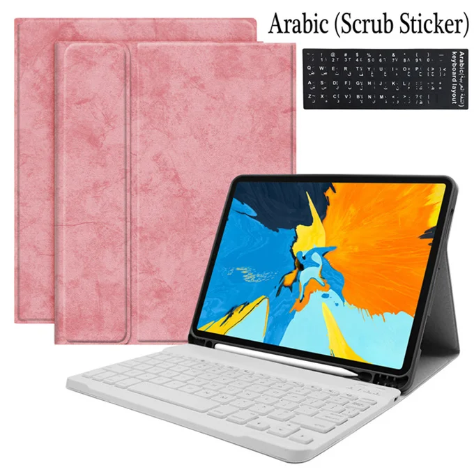 Чехол для iPad Pro 11, Bluetooth клавиатура с держателем для карандашей, чехол из искусственной кожи для iPad Pro 11, клавиатура для русской и испанской клавиатуры - Цвет: Pink-AL