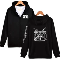 sword art online winter autumn zipper hoodie anime cos clothing fleece hoodies sweatshirt men women sao streetwear jacket coat