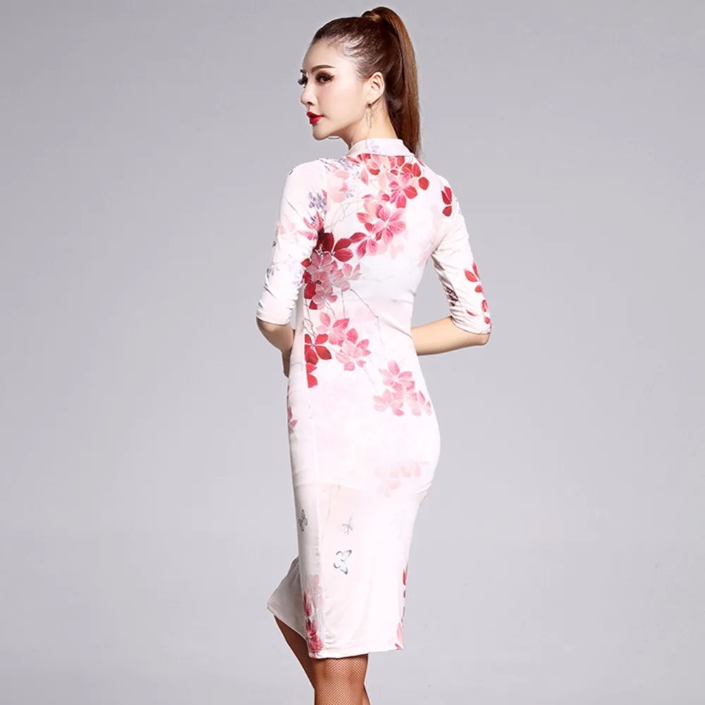 Новинка 2020 женское платье для латинских танцев Paso Doble Cheongsam красное с принтом