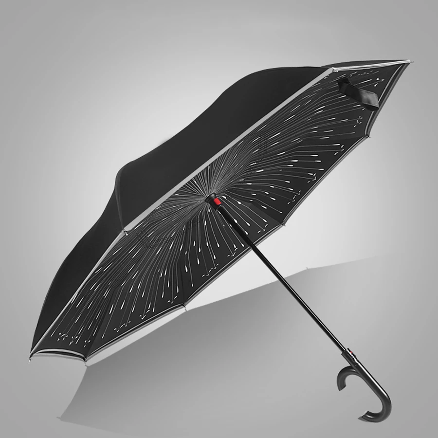 Перевернутый автомобильный зонт портативный двухслойный зонтик дождевик для