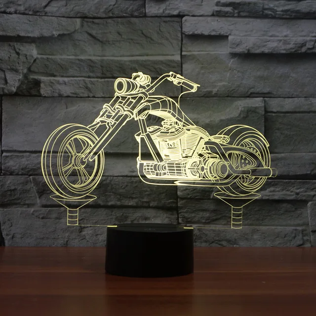 

Motorcycle 3d Lamp LED 7 Color Changing RGB Touch Indoor USB Table Lamp Atmosphere lamp Home Lighting for Kids Toy Gift