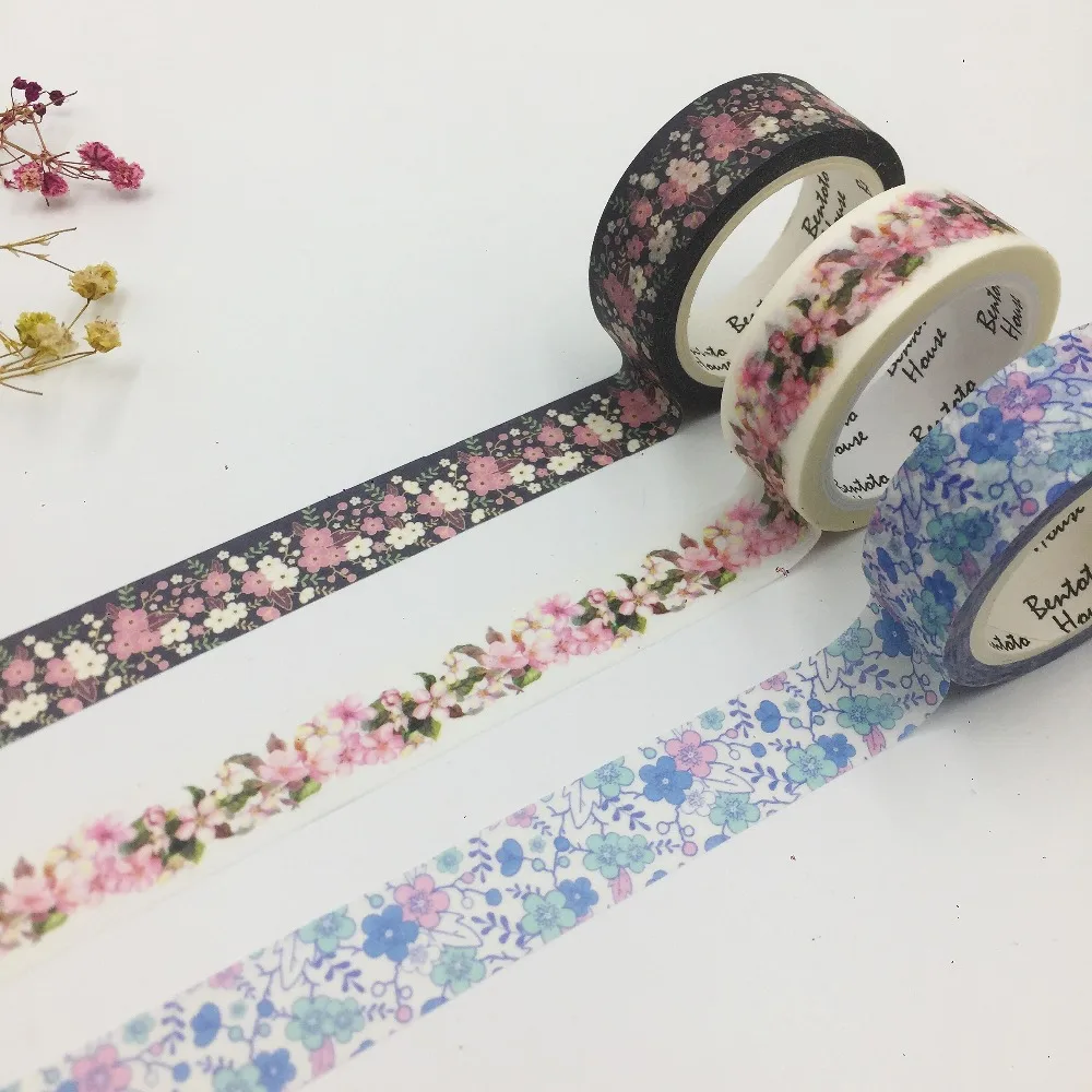 Милое платье с washi клейкая лента с цветной коробкой/15 мм* 7 м красивый цветок мир изоляционная Япония лента washi