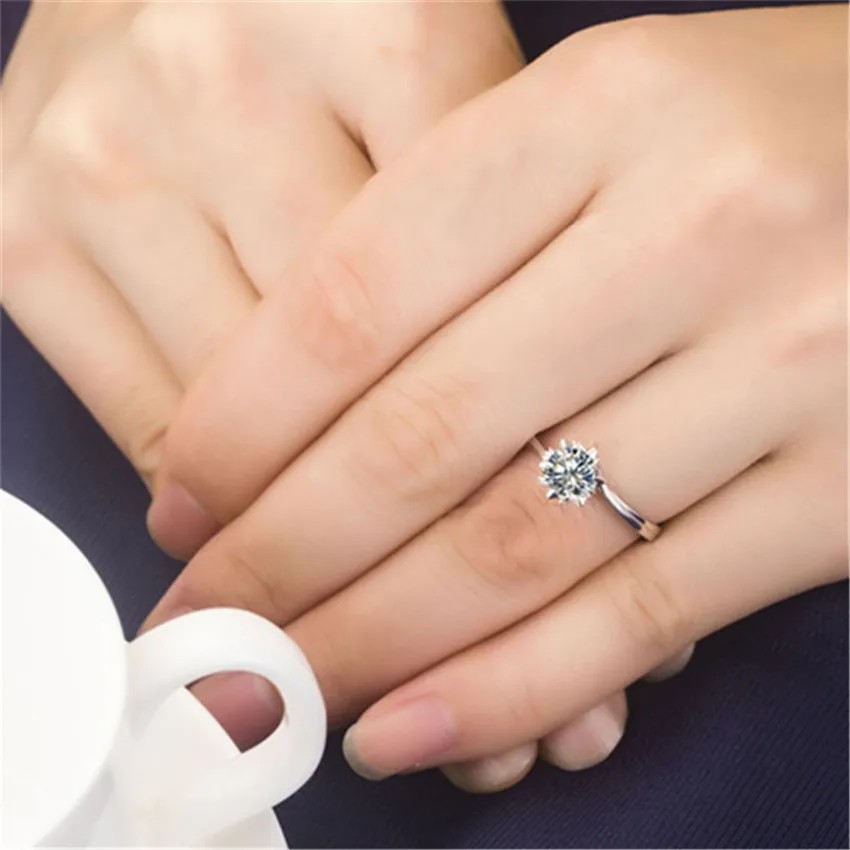 0.5Ct Снежинка бриллиантовое кольцо для женщин обручальное подлинное из