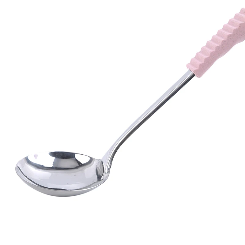 Pink soup spoon Набор кухонных шпателей с антипригарным покрытием из нержавеющей стали для жарки яиц, кухонная ложка, инструменты - Цвет: Pink soup spoon