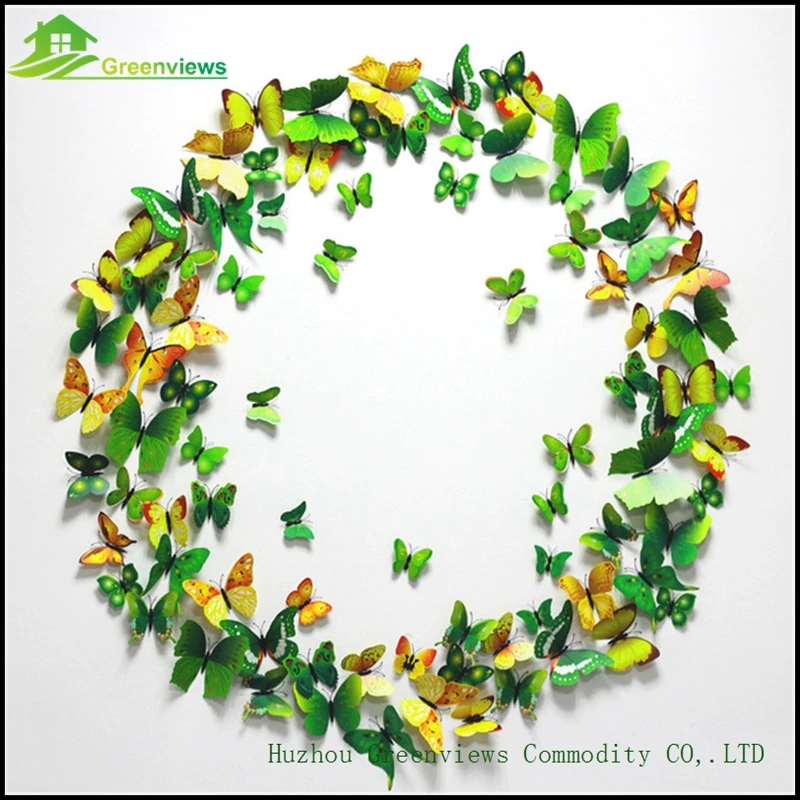 12 шт./лот Свадебные Украшения 3D ПВХ Стены Стикеры Бабочки Фоны DIY Стикер Дома
