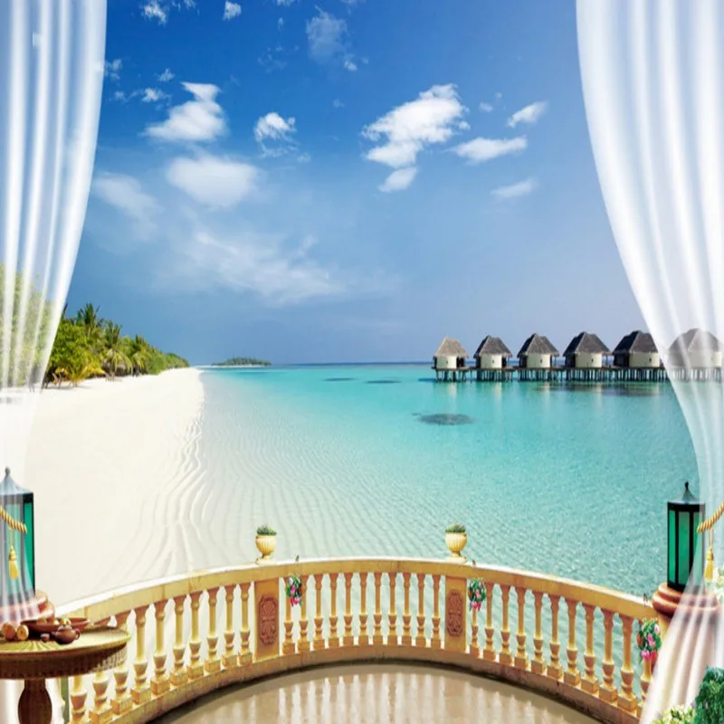 

photo wallpaper 3D Stereo Outside Seaview Background Wall Murder Living Room Restaurant Wallpaper Custom Mural