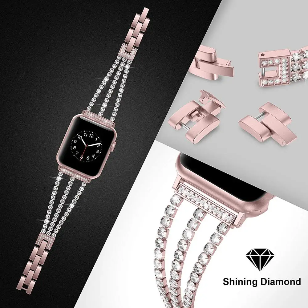 Новый женский браслет с бриллиантами для Apple Watch 38 мм 42 40 44 iWatch Series 5 4 3 2 из