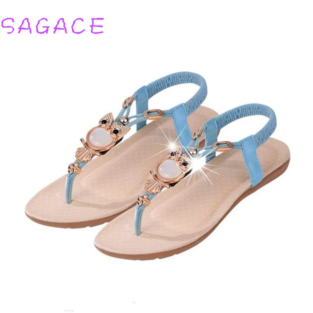 Женские сандалии со стразами SAGACE розовые с совами на ремешке пляжная обувь для