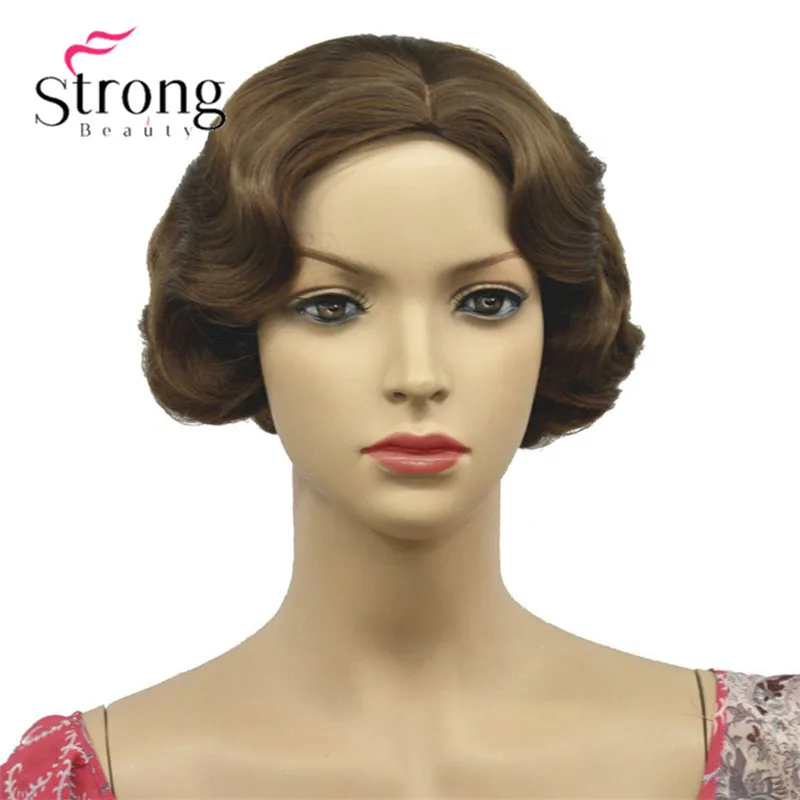 StrongBeauty 1920's Flappers Короткий Палец Волна светильник блонд полный синтетический парик