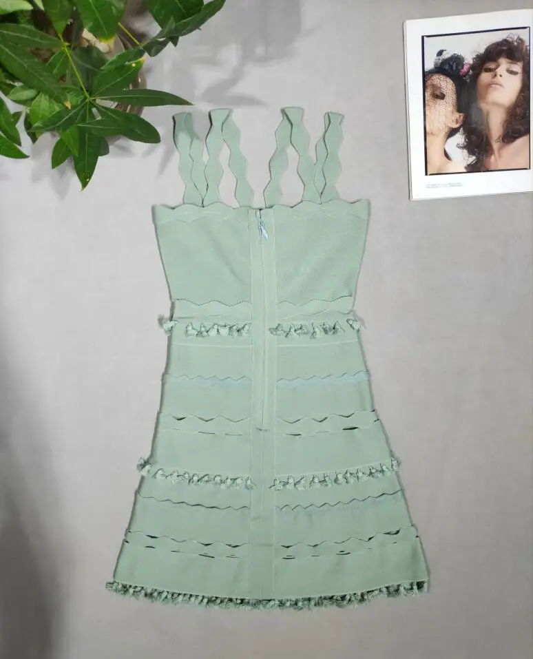 Pink and Green Color Women's Double Strap Sexy A-Line Mini Dress V-Neck Fashion Evening Party Dress High Quality