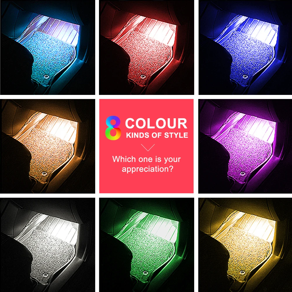 APP Control RGB LED Strip Automobile Atmosphere Lamp Car Decorative Ambient Lights 5050 48SMD Interior Light with Remote 12V | Автомобили