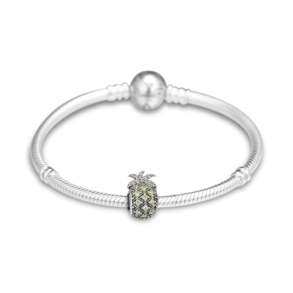 Fandola CKK 100% 925 пробы серебряные подвески для браслетов Pandora чармы светло желтый