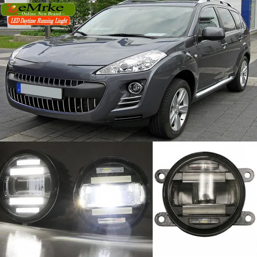 EeMrke 2 в 1 светодиодный DRL противотуманный светильник для Peugeot 207 208 301 307 3008 407 4007 с