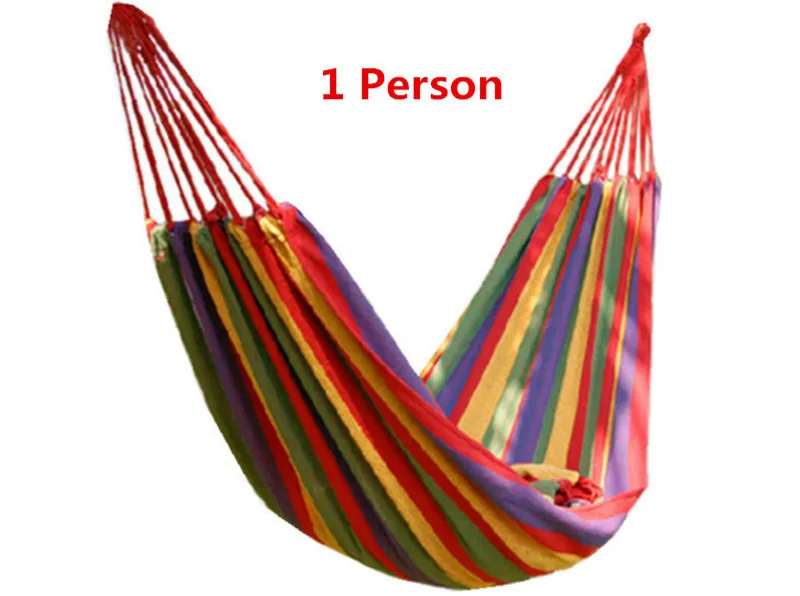 1 Person Rainbow 1-2 человека Красочные радужные полосы высокой прочности Холст Открытый спальный гамак для пеших прогулок кемпинга 150 кг 250 кг Максимальная загрузка - Цвет: 1 Person Rainbow