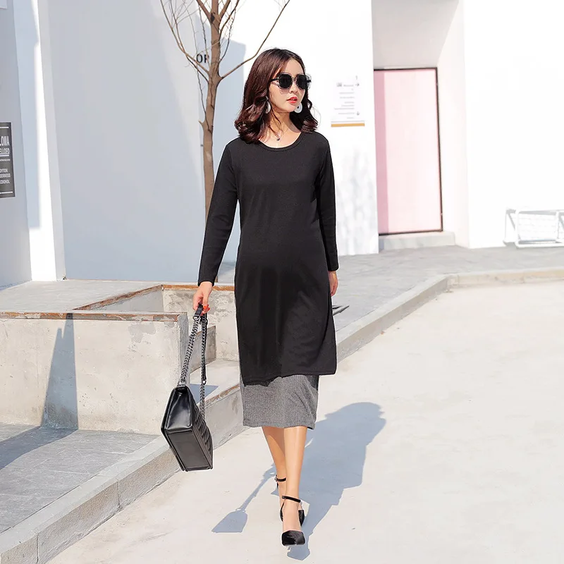 Большие размеры платья для кормящих матерей Зимний вязаный свитер беременных