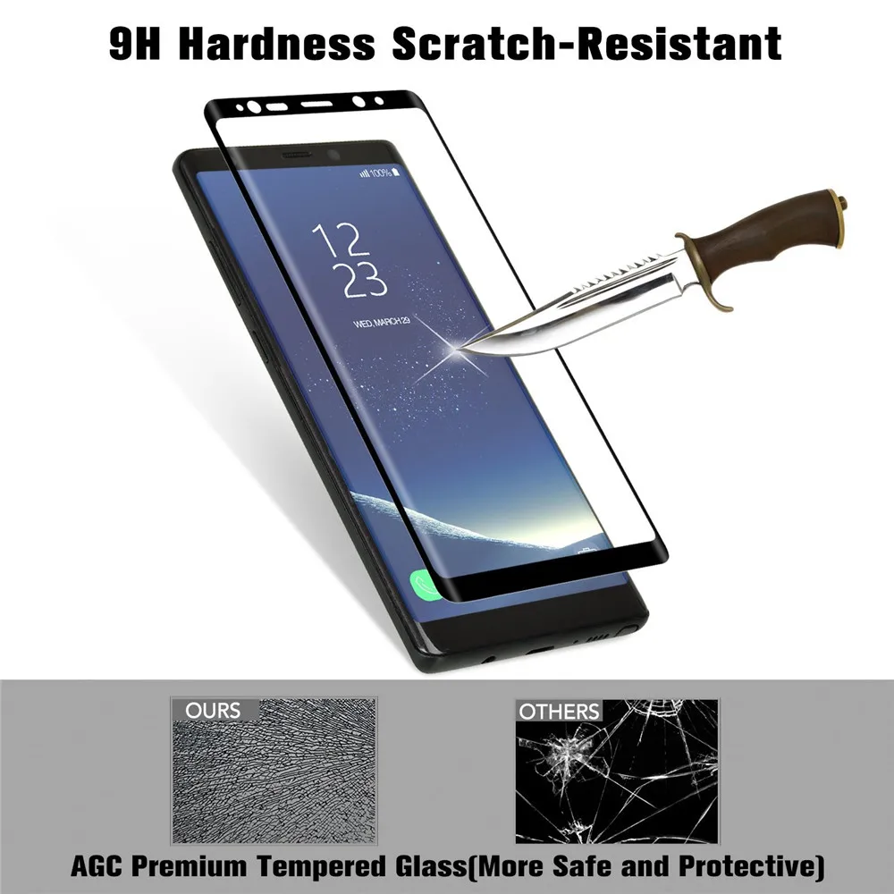 Закаленное Стекло для samsung Galaxy note8 9 H 3D изогнутые полное покрытие Экран Защитная