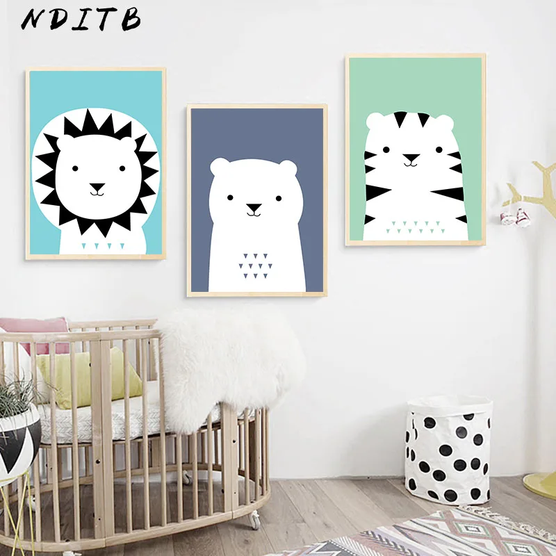 Woodland Animal Baby Nursery Wall Art Canvas Posters Prints Cartoon Painting Nordic Kids Decoration Pictures Bedroom | Дом и сад