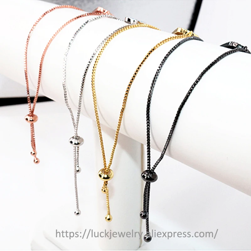 20 шт./лот удачи драгоценный камень Золотой Браслет-Цепочка Регулируемая CZ