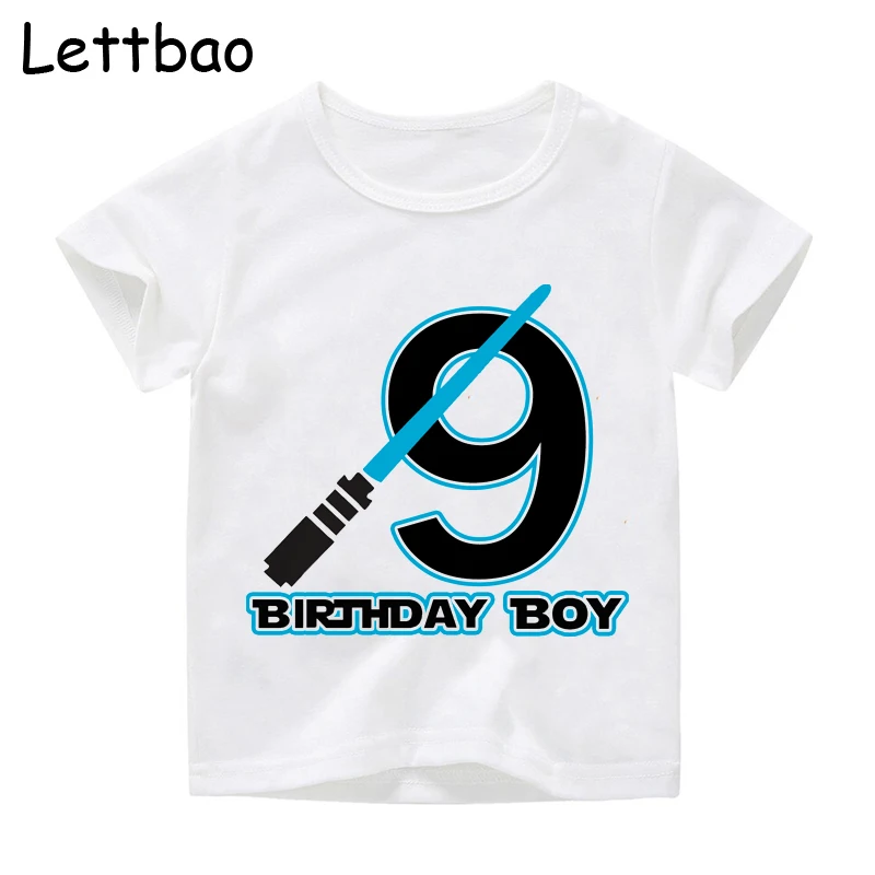 От 2 до 12 лет, веселые футболки с цифрами и надписью «Happy Birthday» летние футболки для мальчиков и девочек с принтом «Звездные войны», детская повседневная одежда - Цвет: 9
