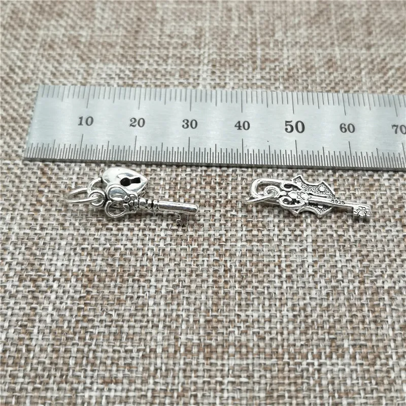 925 пробы серебряный ключ и замок Подвески Любовь Сердце для браслета