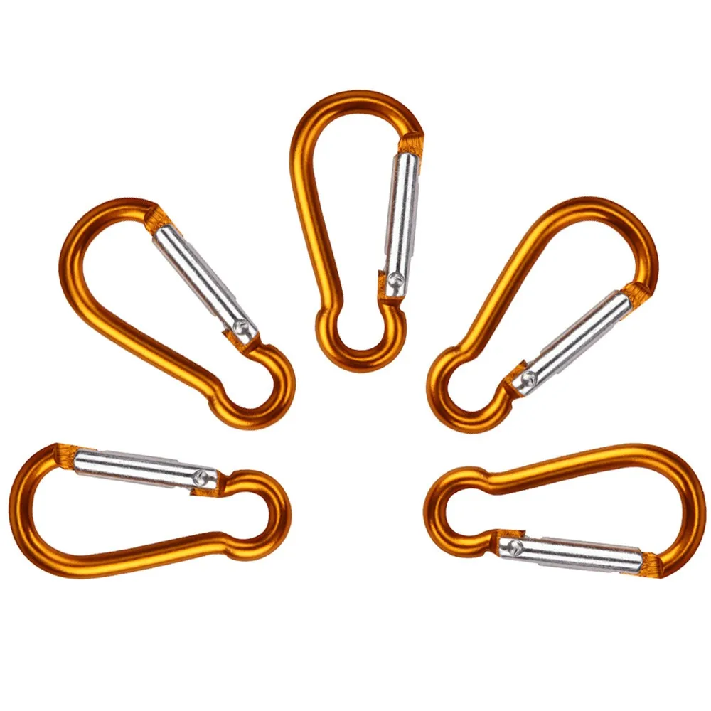 5pcs Orange 10 шт./5 шт./2 шт. Открытый алюминиевый сплав D Карабин пружинный зажим Брелок с крючками для альпинизма Рыбалка мускетон Прямая поставка c - Цвет: 5pcs Orange