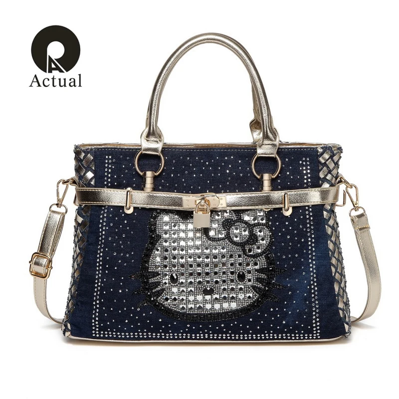 Фактические 2018 Брендовая женская сумка модные джинсовые сумки женские джинсы на