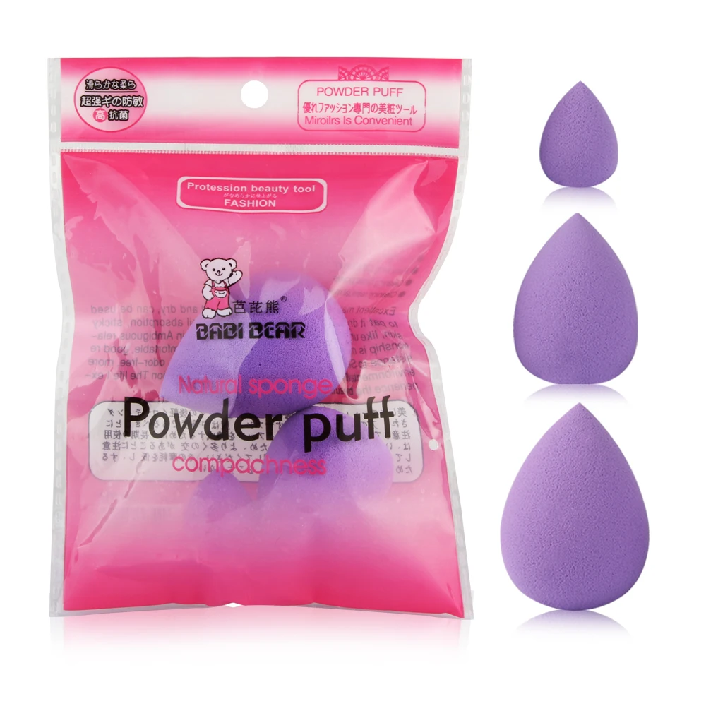 3Pcs/Bag Portable Easy to Use 3 Size Sponge Makeup Puffs Foundation Smooth Sponge Cosmetic Puff Cucurbit Water Drop Shape Tool images - 6