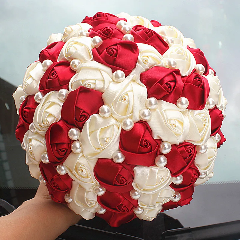 

AYiCuthia Rose Wedding Bouquet pearls bouquet wedding accessories Bridesmaid artifical Wedding flowers Bridal Bouquets S46