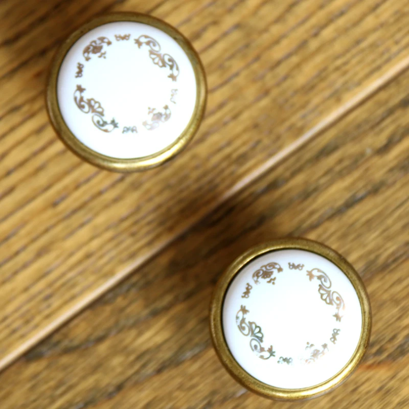 

Dia 32mm Antique Brass Ceramic Cabinet Knobs Single Hole Door Knob Cupboard Box Wardrobe Closet Pull Handle Furniture Hardware