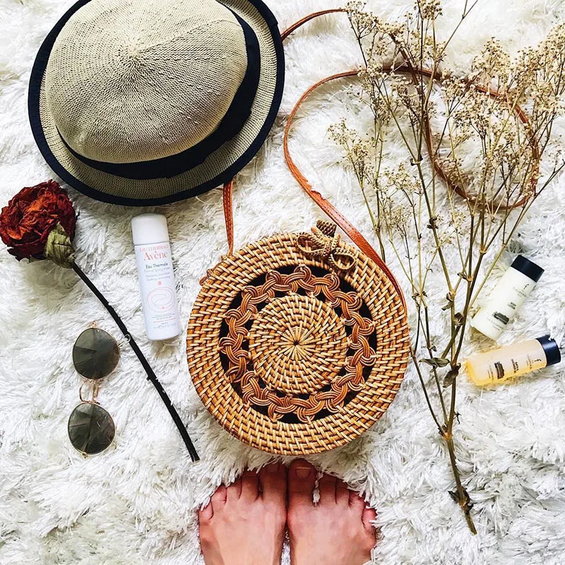 Новая пляжная сумка из ротанга круглая плетеная Сумка в богемном стиле|straw bag|woven