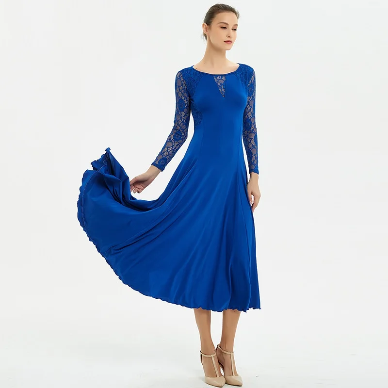 

blue standard ballroom dress women social dress spanish flamenco dress foxtrot waltz dresses dance wear modern dance costumes