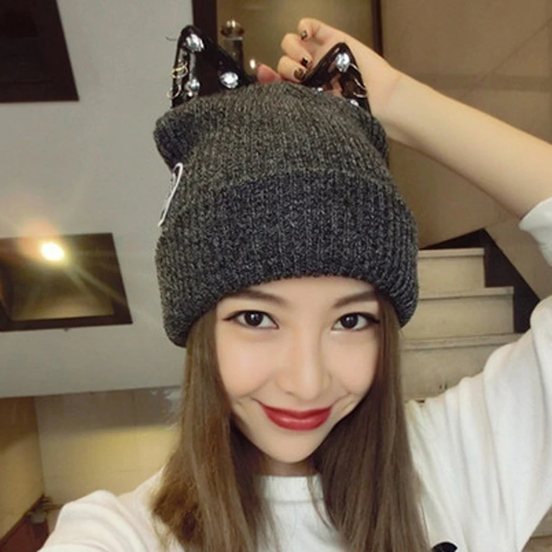 Женские зимние шапки Мягкая Шляпа С Кот Шапочка Случайный Стиль Шапки Сплошной