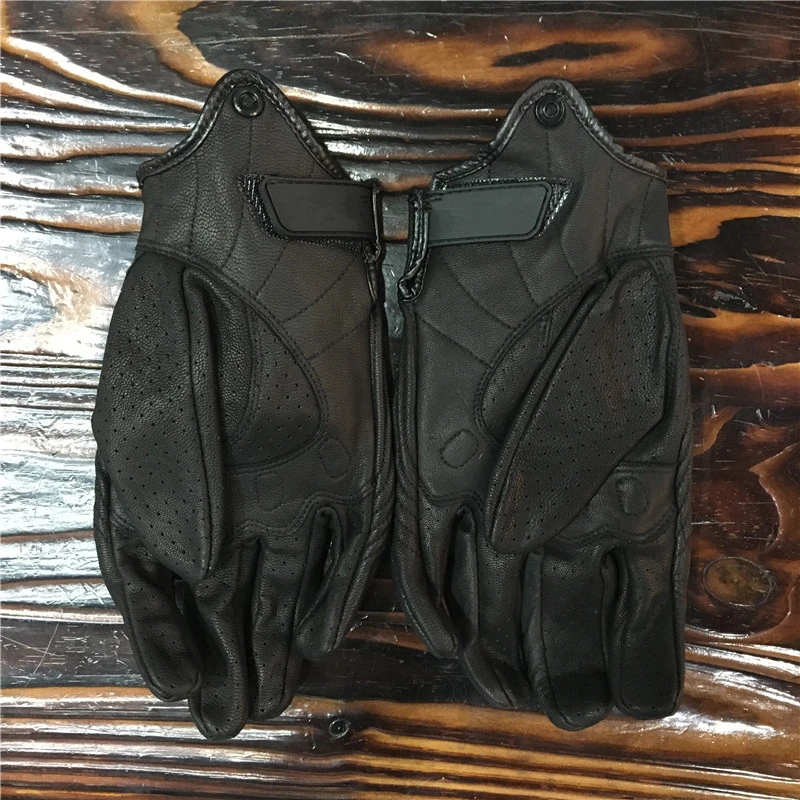 

MJMOTO Retro Pursuit Perforated Real Leather Motorcycle Gloves Moto Waterproof Gloves Motorcycle Motocross Protective Gears