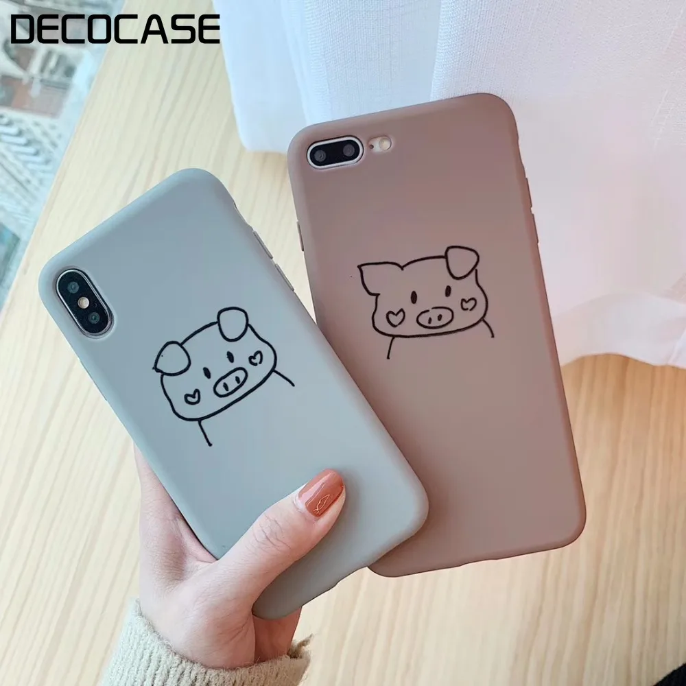 DECOCASE Симпатичные свиньи печать серый Шоколад Мягкие силиконовые для женщин и