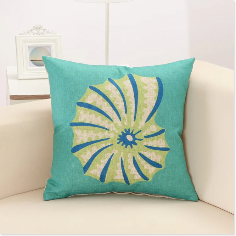 Мультяшная льняная хлопковая Подушка с морскими рыбками декоративная подушка