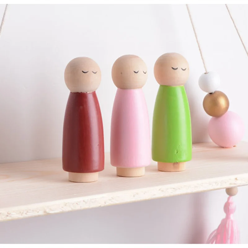 8 шт. детские игрушки деревянные блоки существ милые DIY колышки для кукол