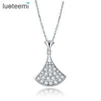 luoteemi classic design white gold color inlay shining clear zircon triangle necklace for women fashion jewelry