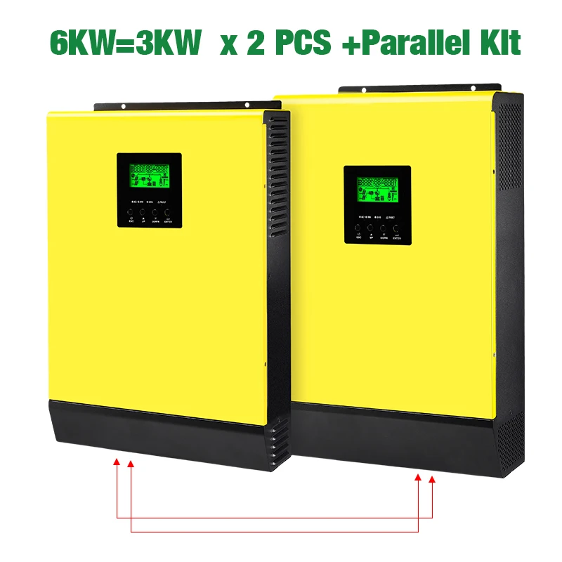 POWLAND Solar inverter 48V 6000W 220V 450Vdc PV Input 60A Grid Tied Hybrid Inverter MPPT Solar Charger 60A Battery Charger