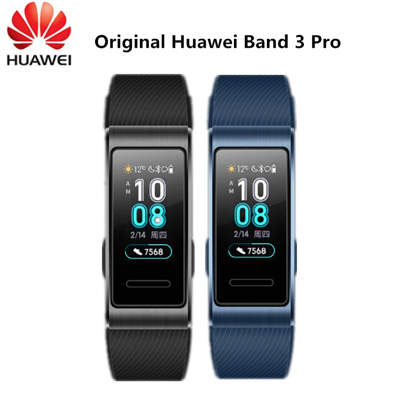 Смарт-браслет huawei Band 3 Pro с gps, металлический Amoled, Полноцветный Сенсорный экран 0,95 дюйма, датчик сердечного ритма, браслет для плавания и сна