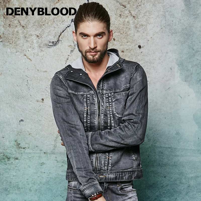Denyblood джинсы 2017 Новый дизайн джинсовая куртка Мужские толстовки потертые