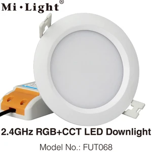 FUT068 Mi light 2,4G 6W RGB + CCT Светодиодный точечный светильник 85-265V Светодиодный круглый Диммируемый Встраиваемый светодиодный светильник с 2,4G 4-зонным дистанционным управлением WiFi