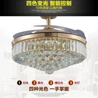 42inch 108cm k9 crystal dimming control ceiling fans light ac 110v 220v invisible blades ceiling fans modern fan lamp