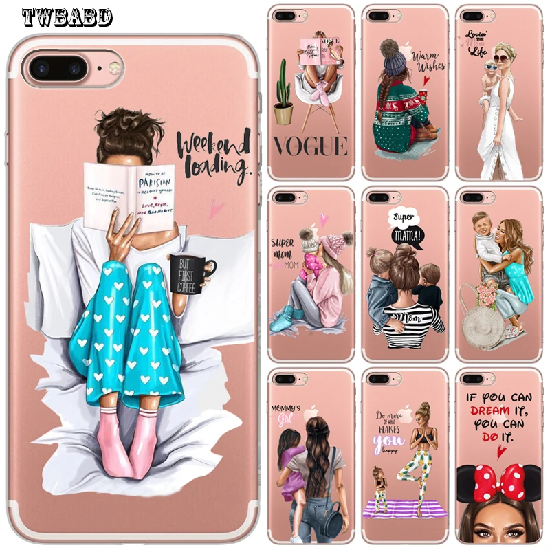Чехол для телефона Super Dad Girl mom Baby Funda iPhone 8 7 6 6S Plus X XS MAX XR 10 мягкий прозрачный