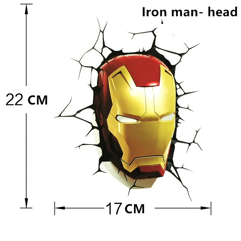 Iron man-head 1 шт. наклейка s Toy Super Hero Marvel/DC наклейки 3D сломанные наклейки s Ironman/Spiderman/Batman креативная наклейка для автомобильного чемодана - Цвет: Iron man-head